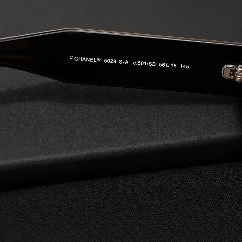 Chanel Black Cat-Eye Sunglasses with Gold Stud Detail - Picture 6 of 7